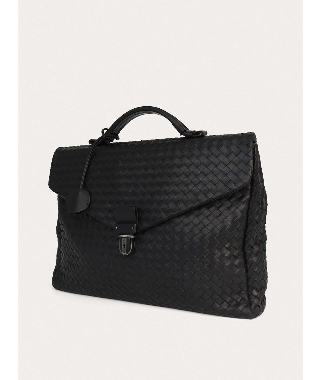 BOTTEGA VENETA Черный кожаный портфель, фото 2