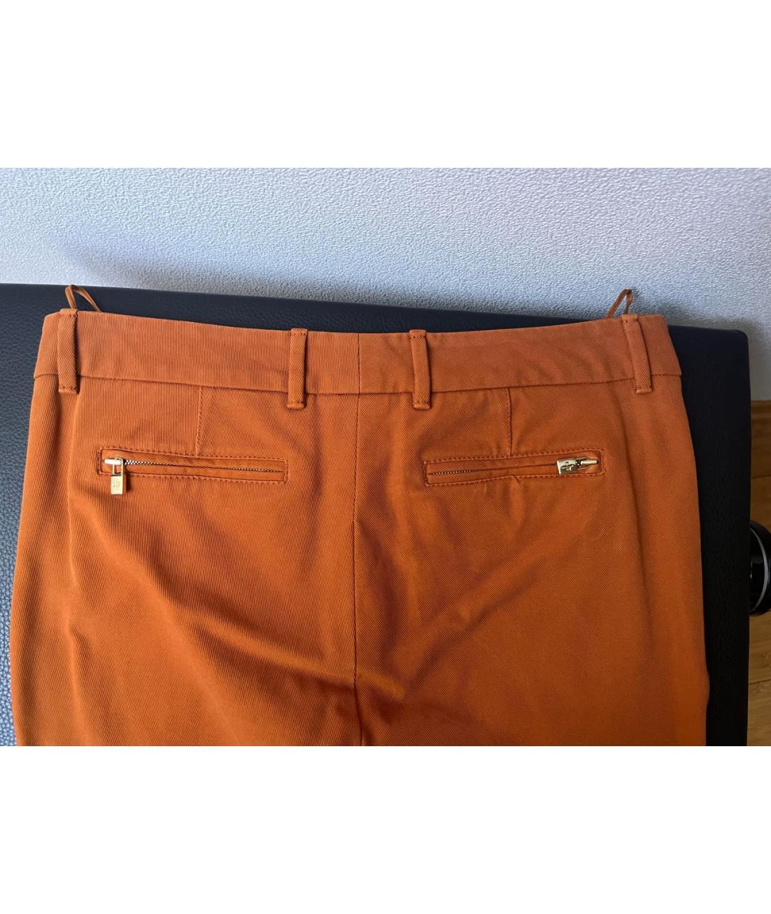 LORO PIANA Оранжевые хлопковые брюки узкие, фото 4