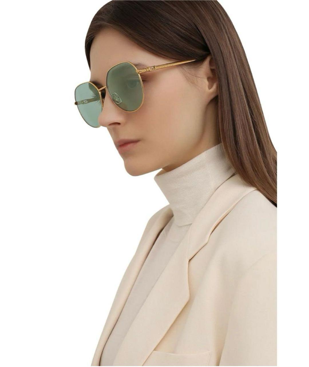 FENDI Зеленые металлические солнцезащитные очки, фото 3