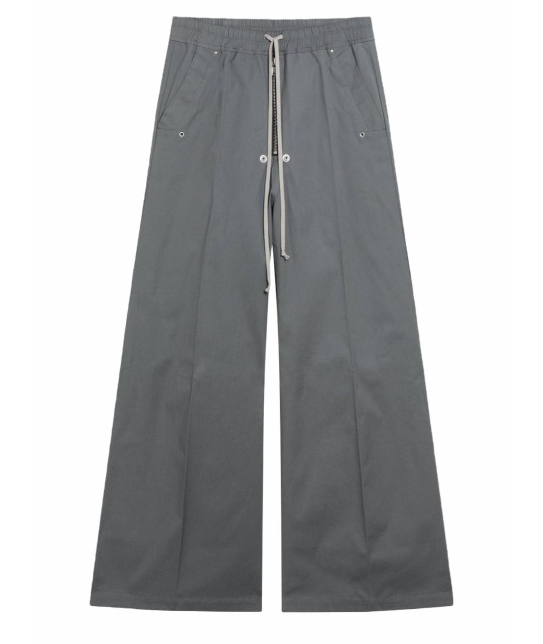 RICK OWENS Серые хлопковые повседневные брюки, фото 1