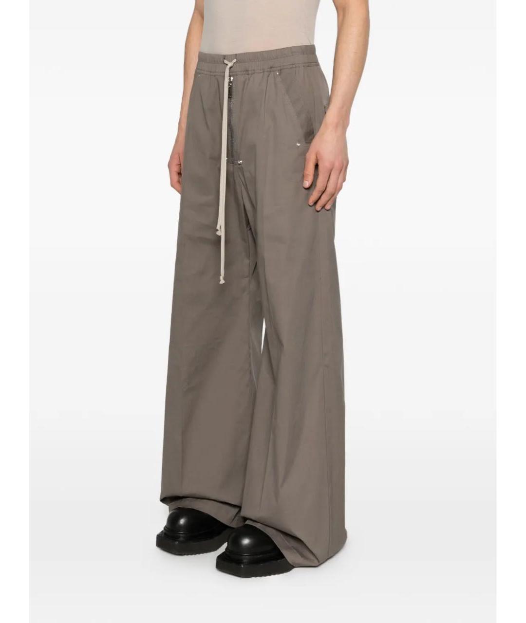 RICK OWENS Серые хлопковые повседневные брюки, фото 5