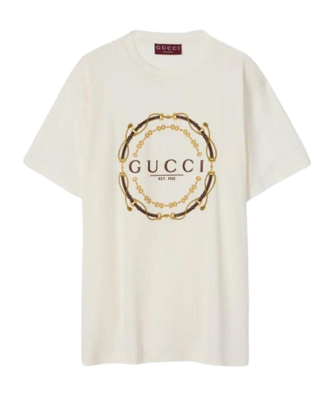 GUCCI Белая хлопковая футболка, фото 1