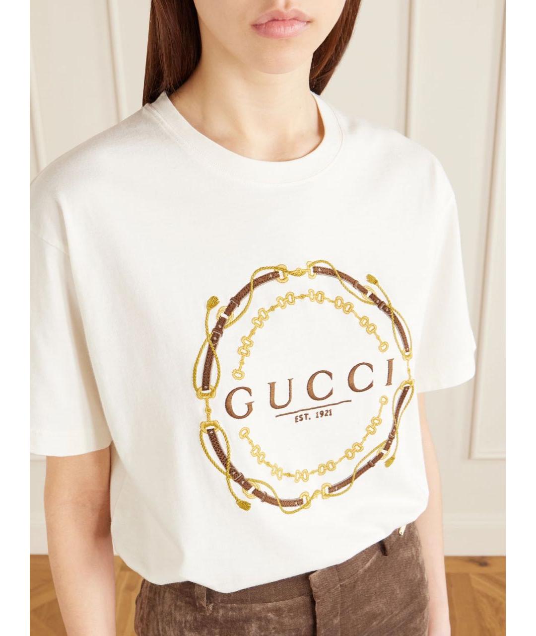 GUCCI Белая хлопковая футболка, фото 5