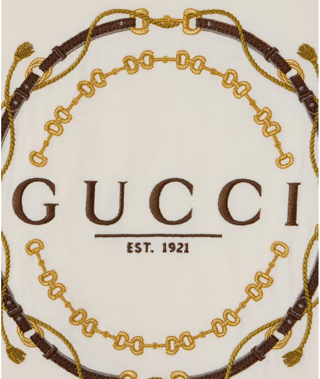 GUCCI Белая хлопковая футболка, фото 6