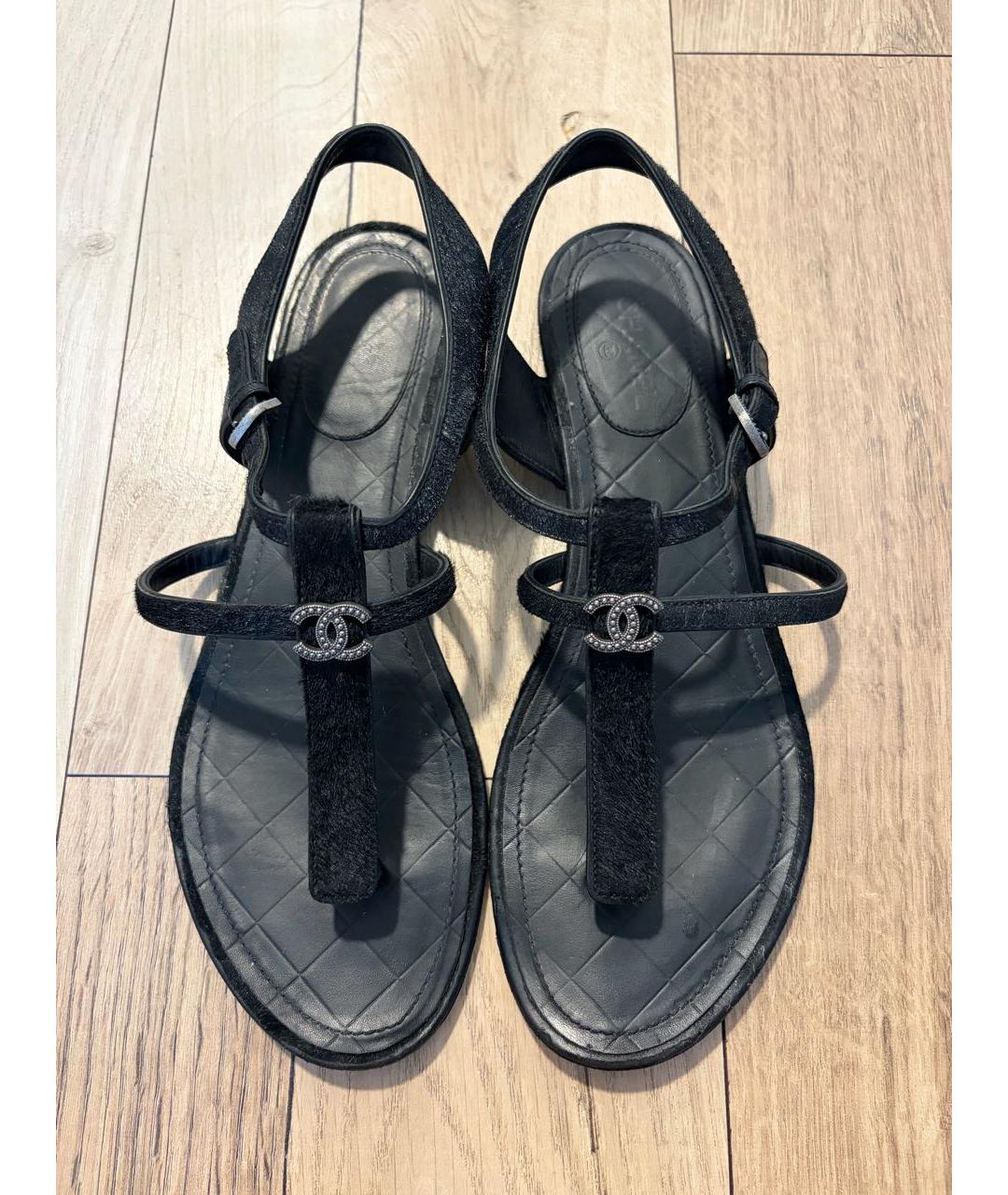 CHANEL Черные сандалии, фото 2