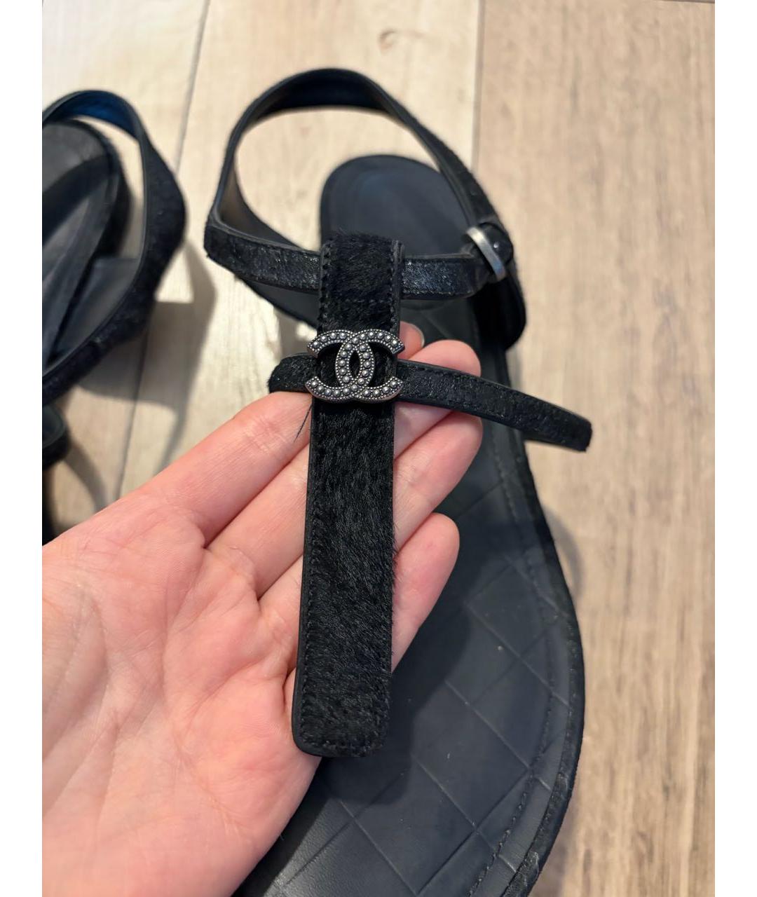 CHANEL Черные сандалии, фото 4