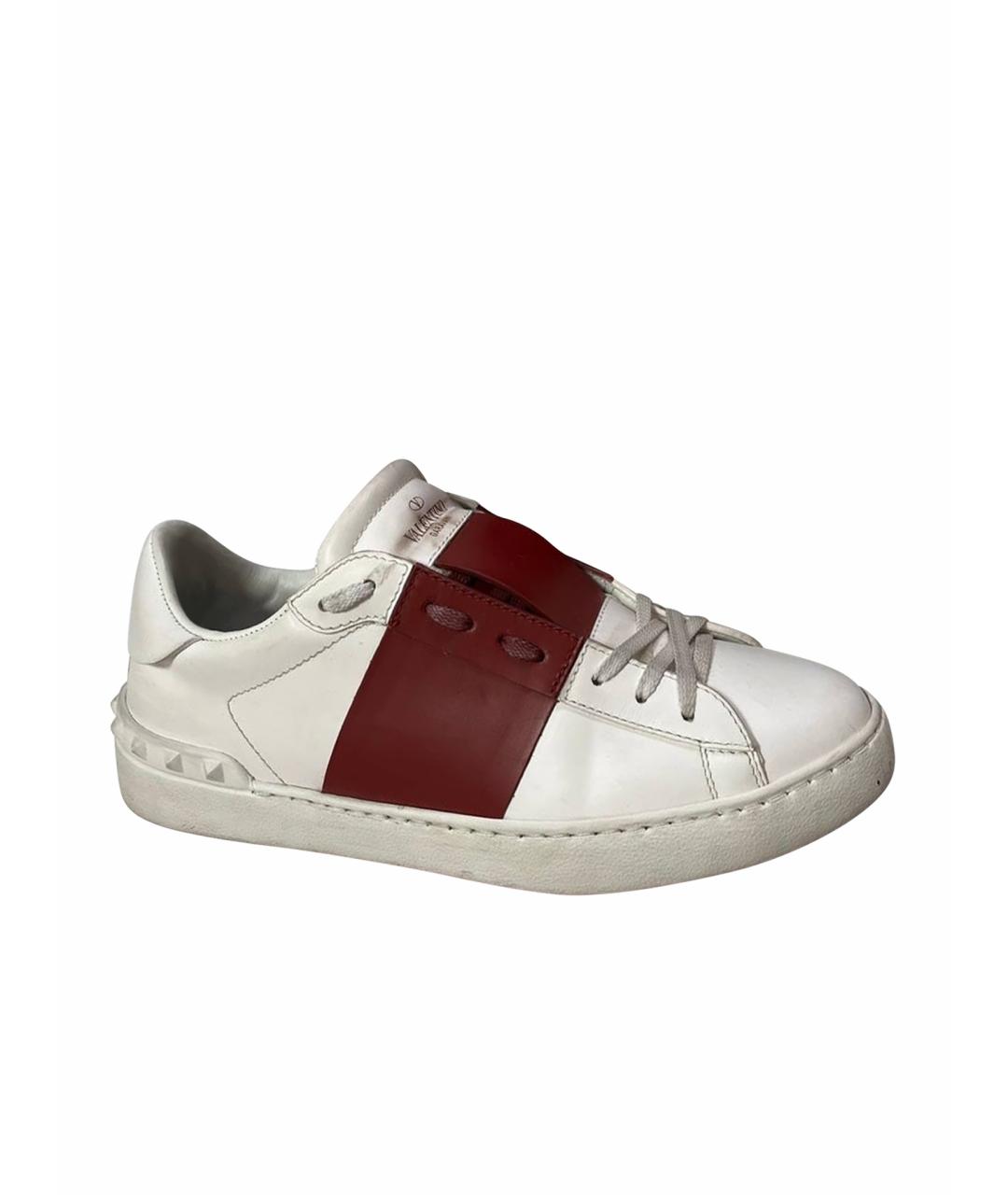 VALENTINO Бордовые кожаные кеды, фото 1