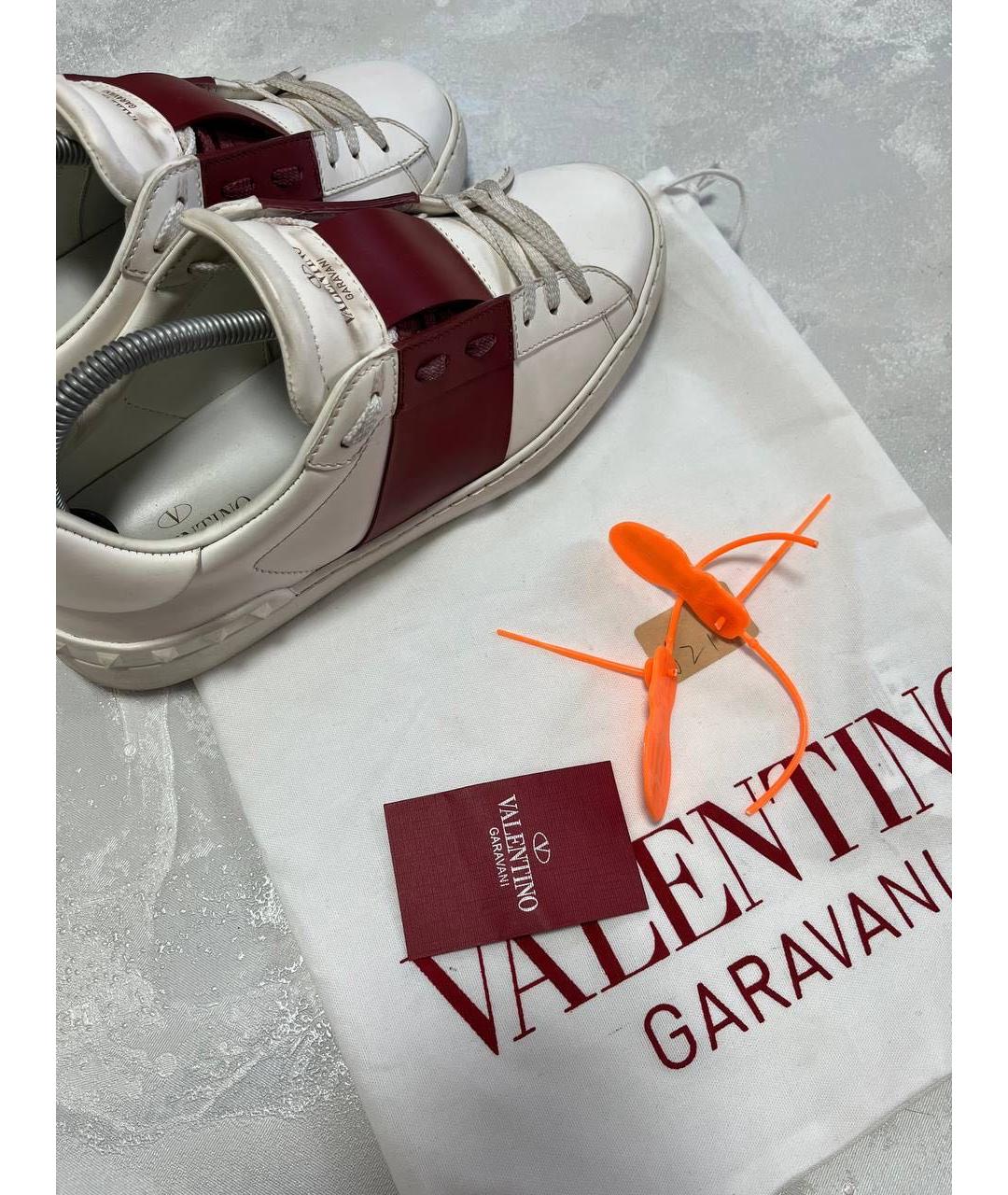 VALENTINO Бордовые кожаные кеды, фото 3