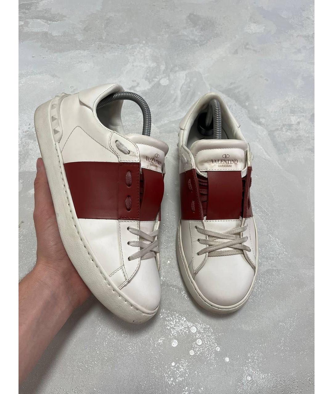 VALENTINO Бордовые кожаные кеды, фото 4