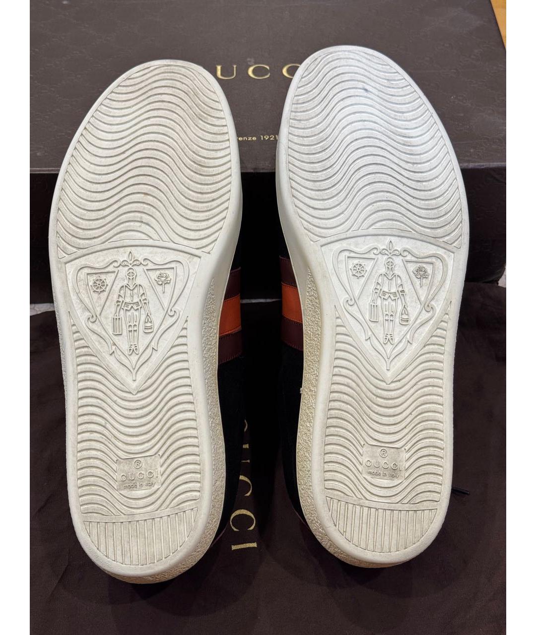 GUCCI Черные замшевые низкие кроссовки / кеды, фото 8