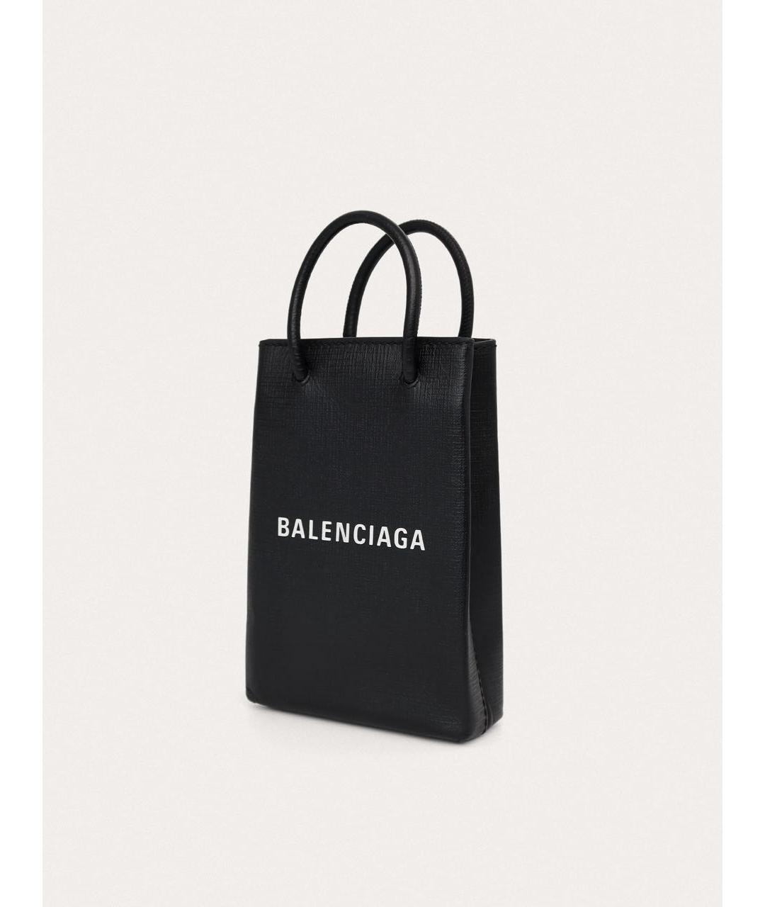 BALENCIAGA Черная кожаная сумка через плечо, фото 2