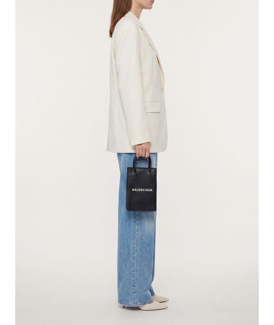 BALENCIAGA Черная кожаная сумка через плечо, фото 8