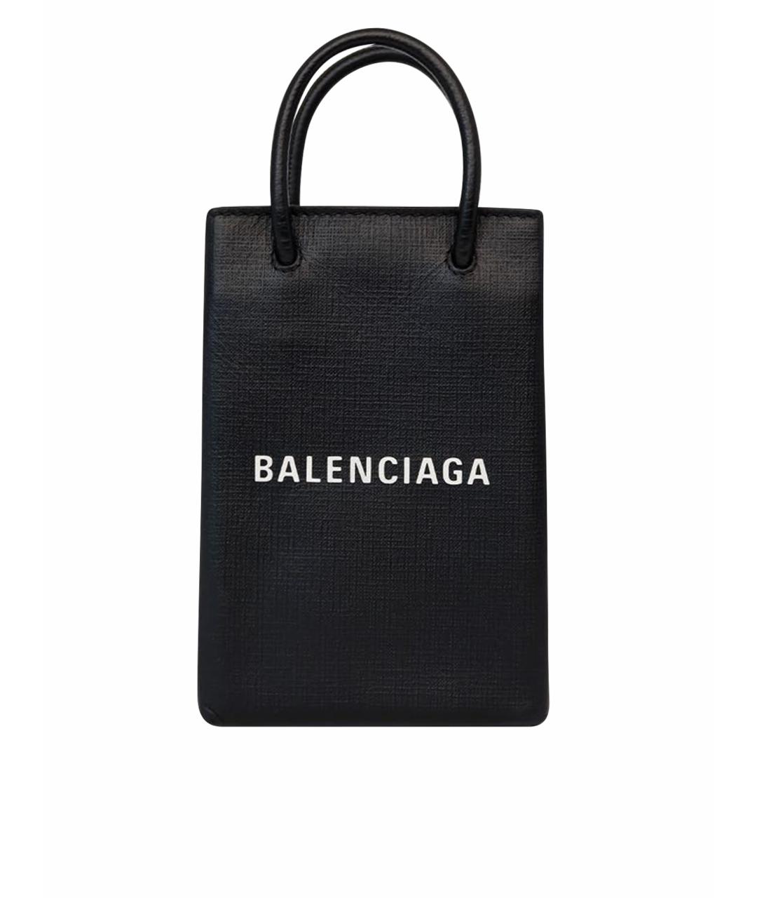 BALENCIAGA Черная кожаная сумка через плечо, фото 1