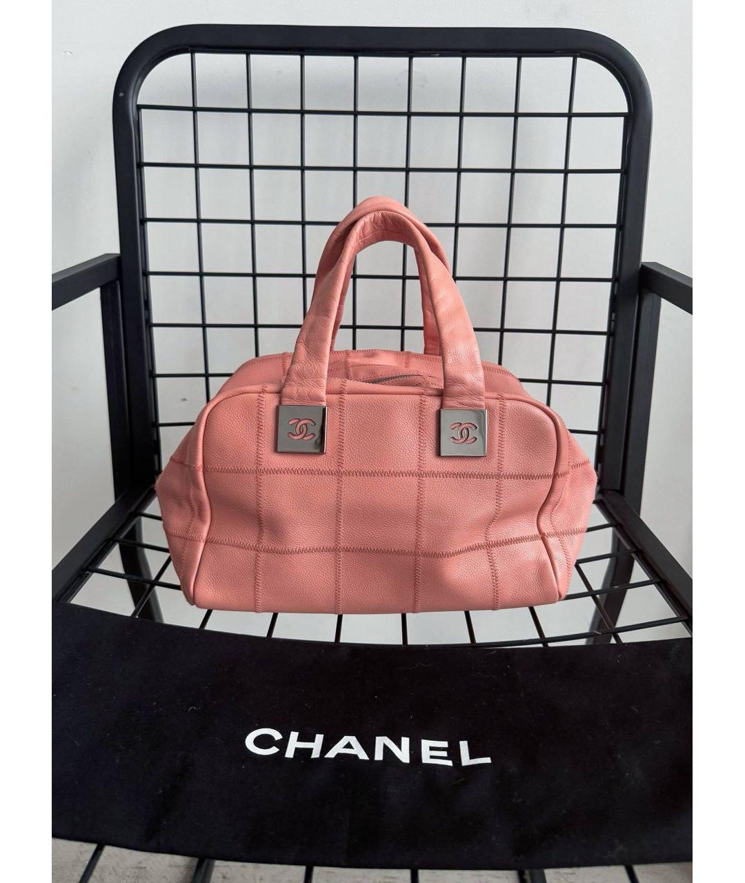 CHANEL Розовая кожаная сумка с короткими ручками, фото 8