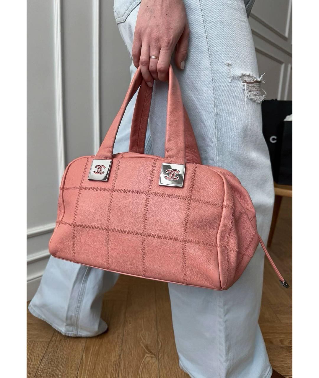 CHANEL Розовая кожаная сумка с короткими ручками, фото 5