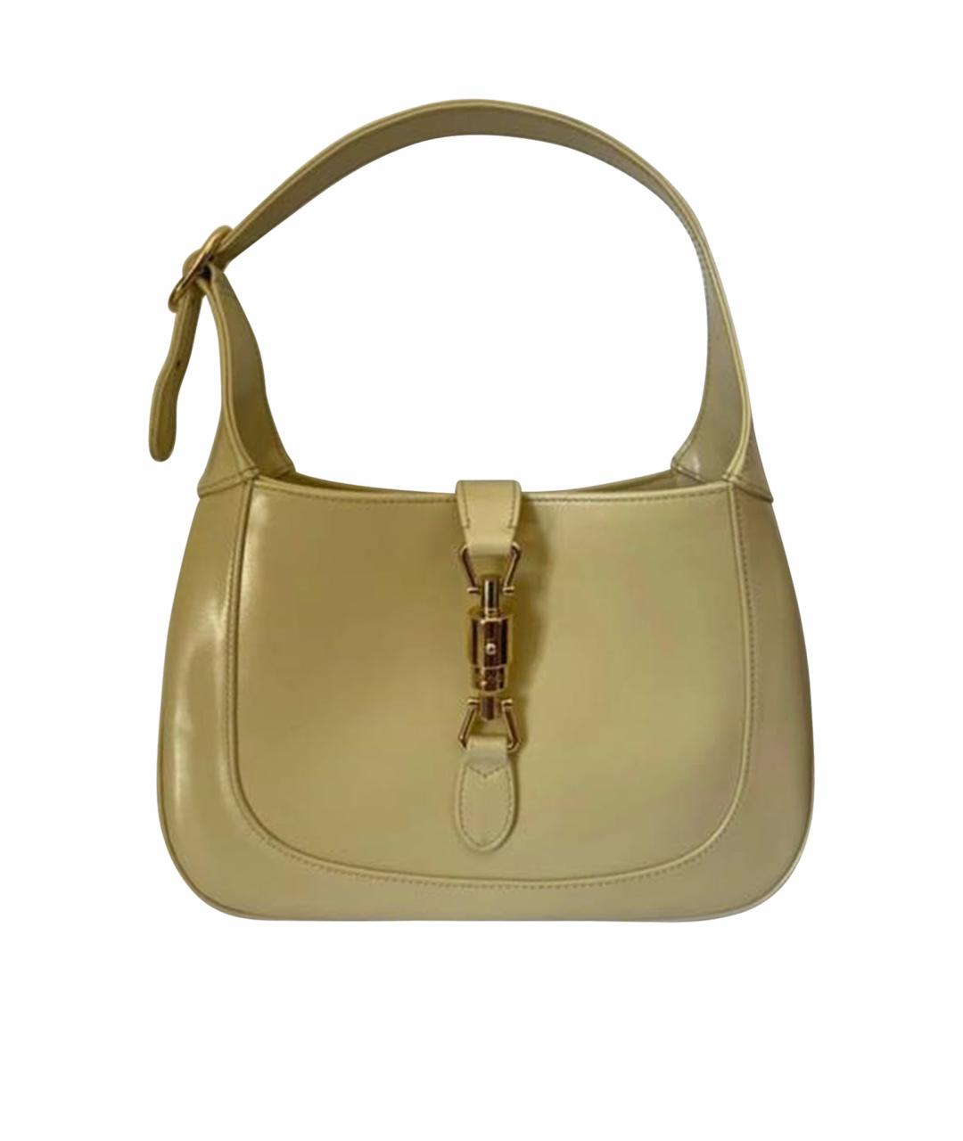 GUCCI Желтая кожаная сумка с короткими ручками, фото 1