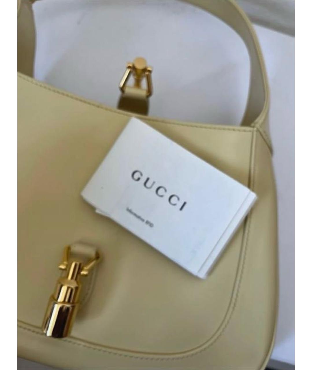 GUCCI Желтая кожаная сумка с короткими ручками, фото 6