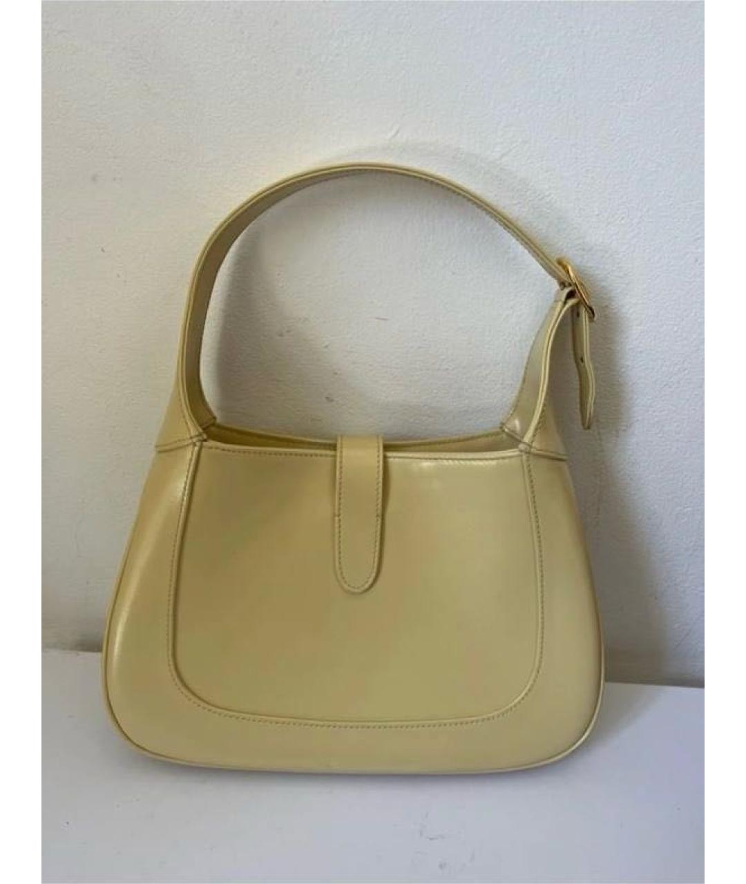 GUCCI Желтая кожаная сумка с короткими ручками, фото 2