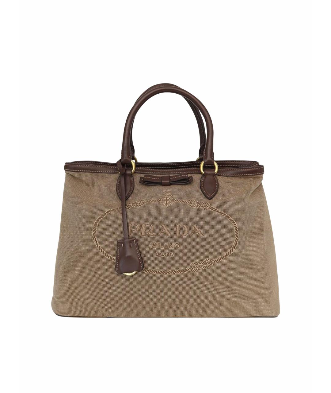 PRADA Бежевая тканевая сумка через плечо, фото 1