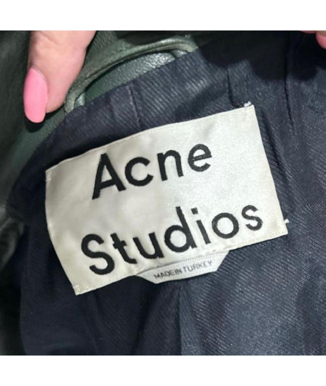 ACNE STUDIOS Зеленая кожаная куртка, фото 3