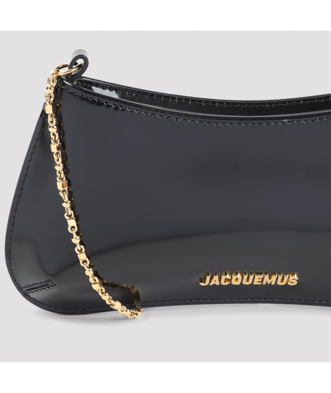 JACQUEMUS Черная кожаная сумка через плечо, фото 3