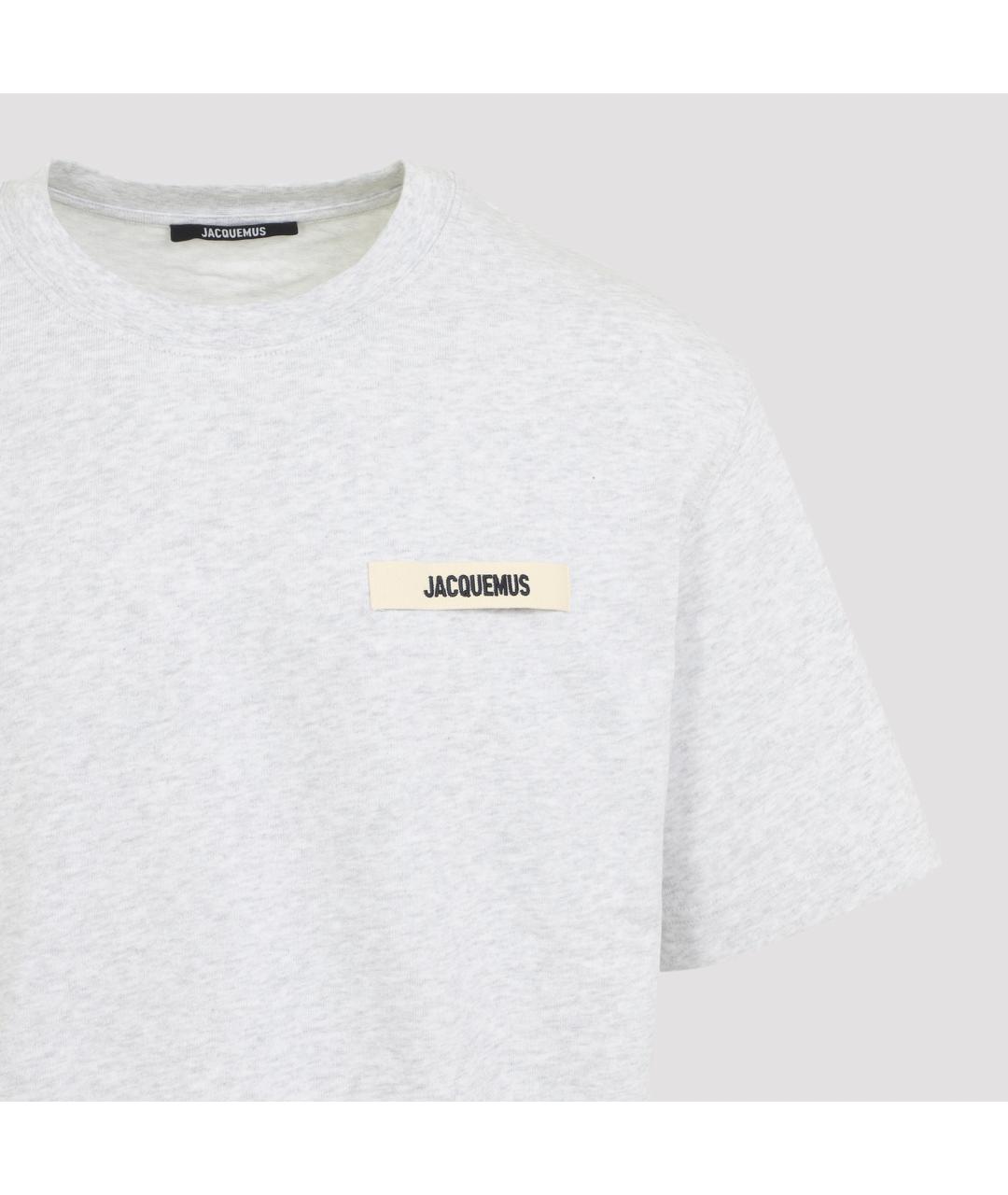 JACQUEMUS Серая хлопковая футболка, фото 4