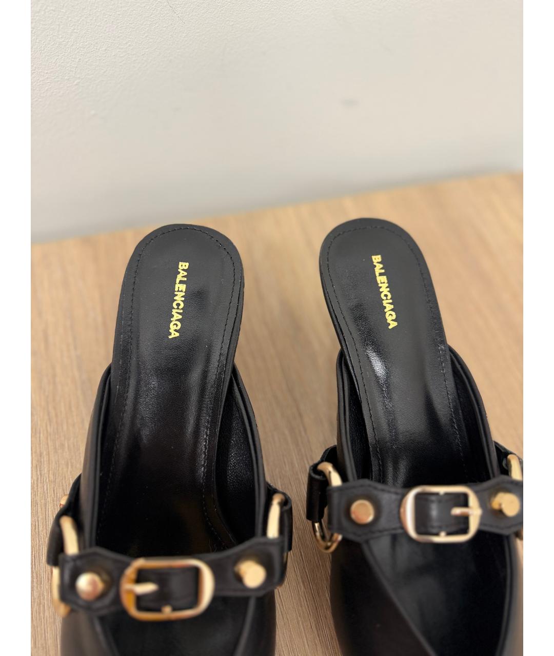 BALENCIAGA Черные кожаные мюли, фото 5