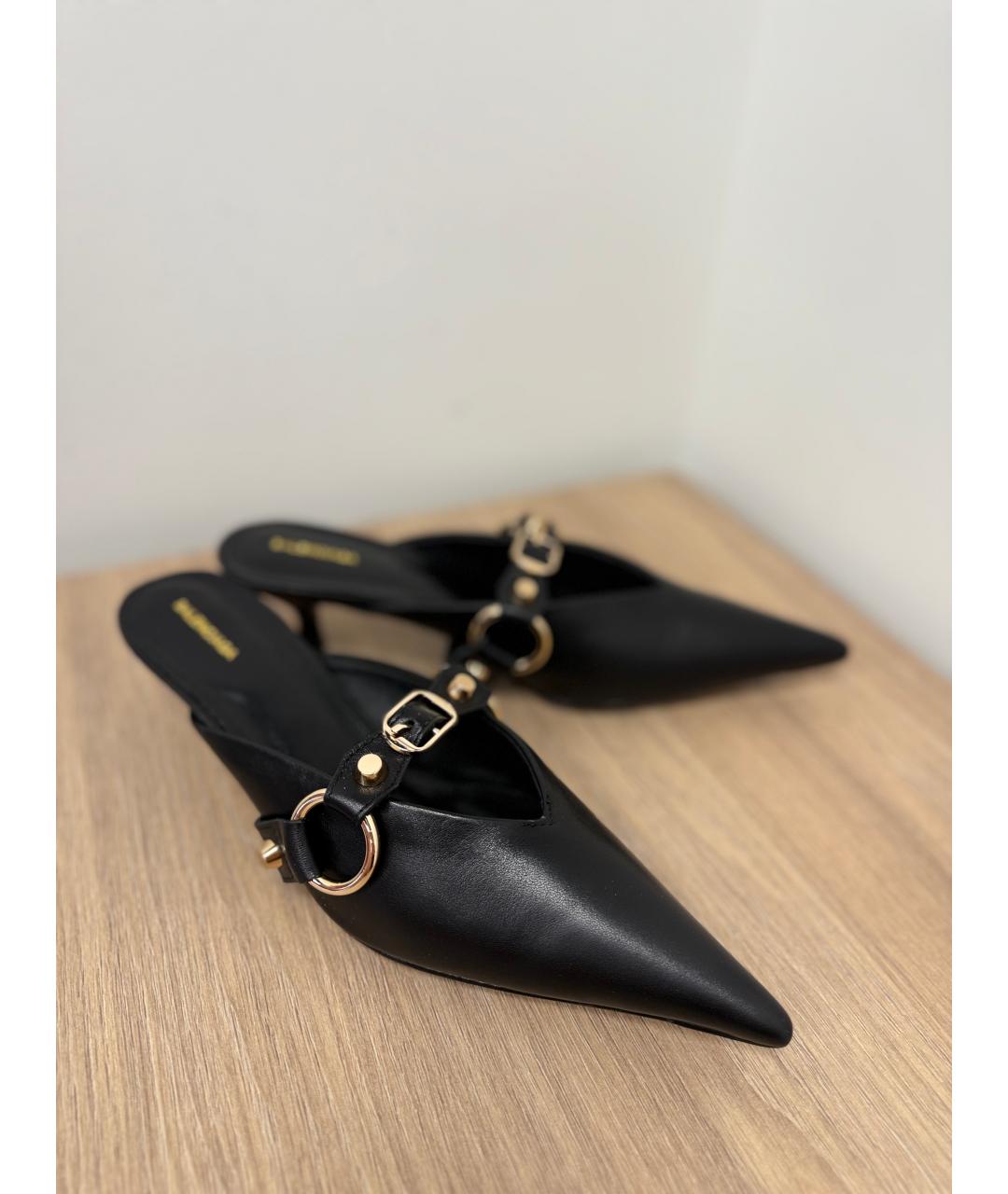 BALENCIAGA Черные кожаные мюли, фото 6