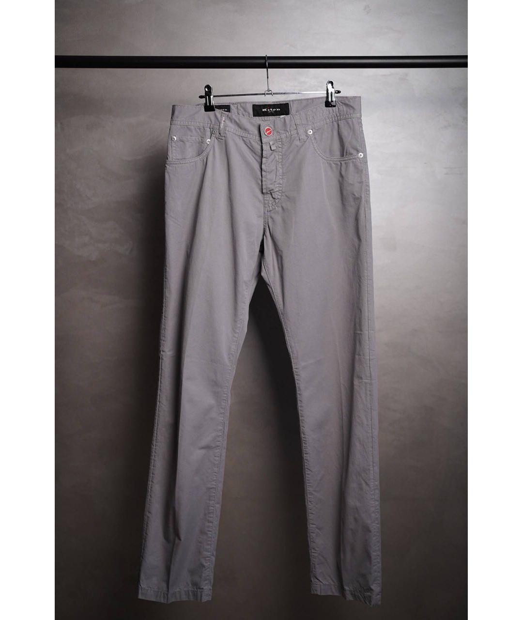 KITON Серые хлопковые повседневные брюки, фото 6