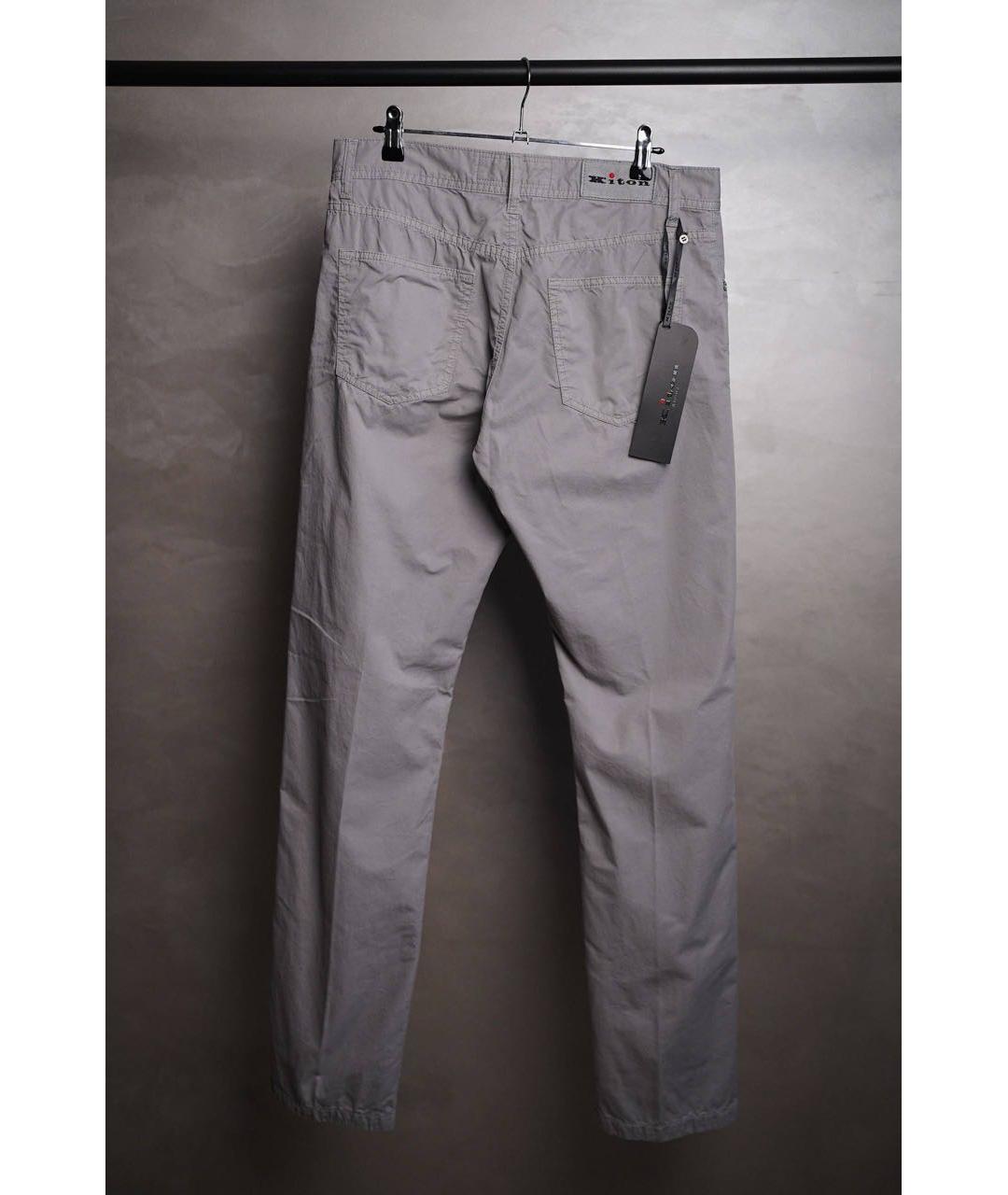 KITON Серые хлопковые повседневные брюки, фото 2