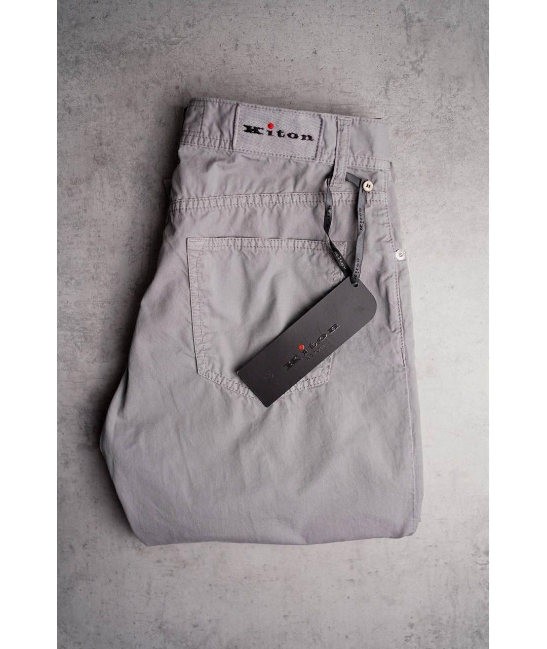 KITON Серые хлопковые повседневные брюки, фото 4