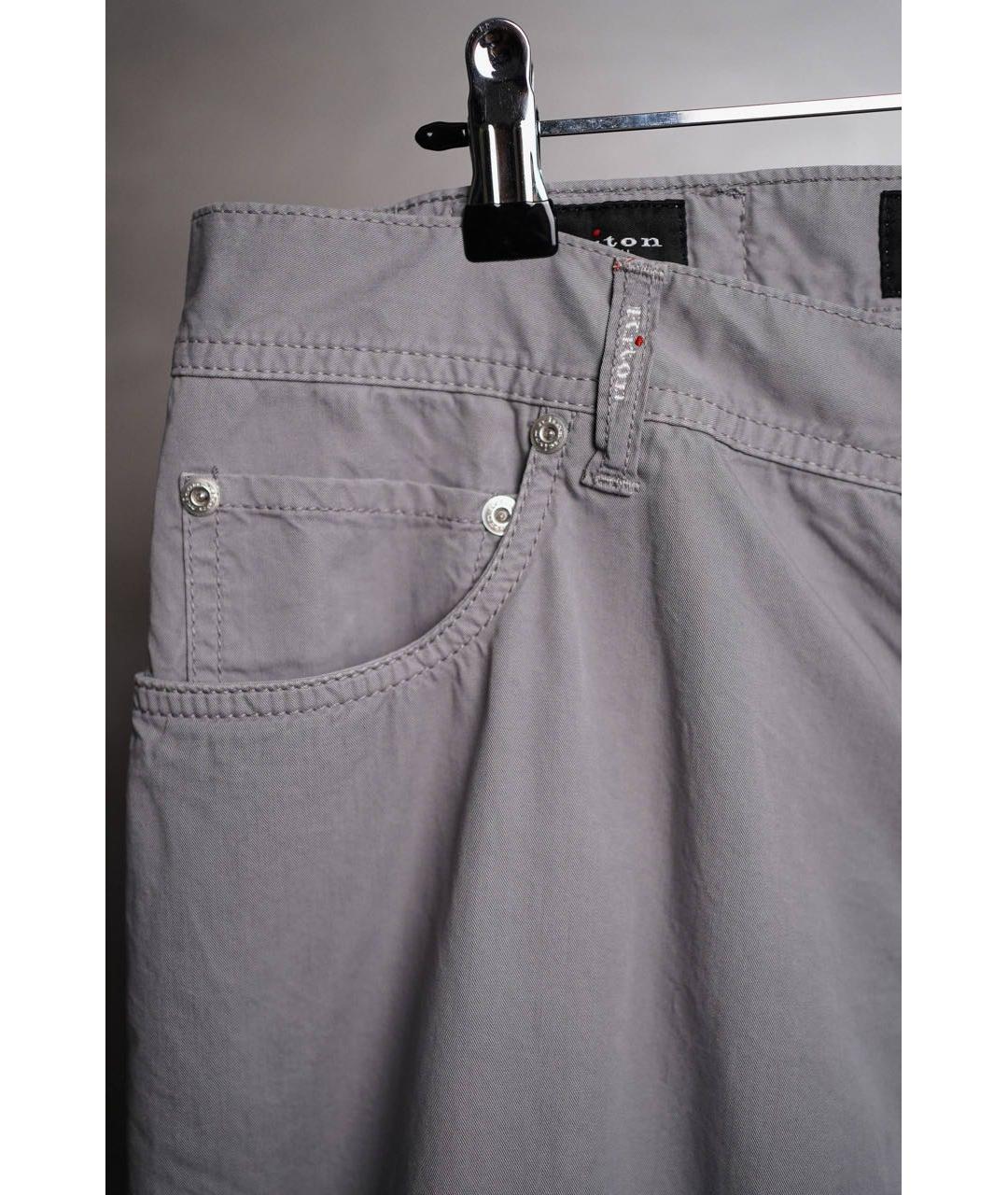KITON Серые хлопковые повседневные брюки, фото 3