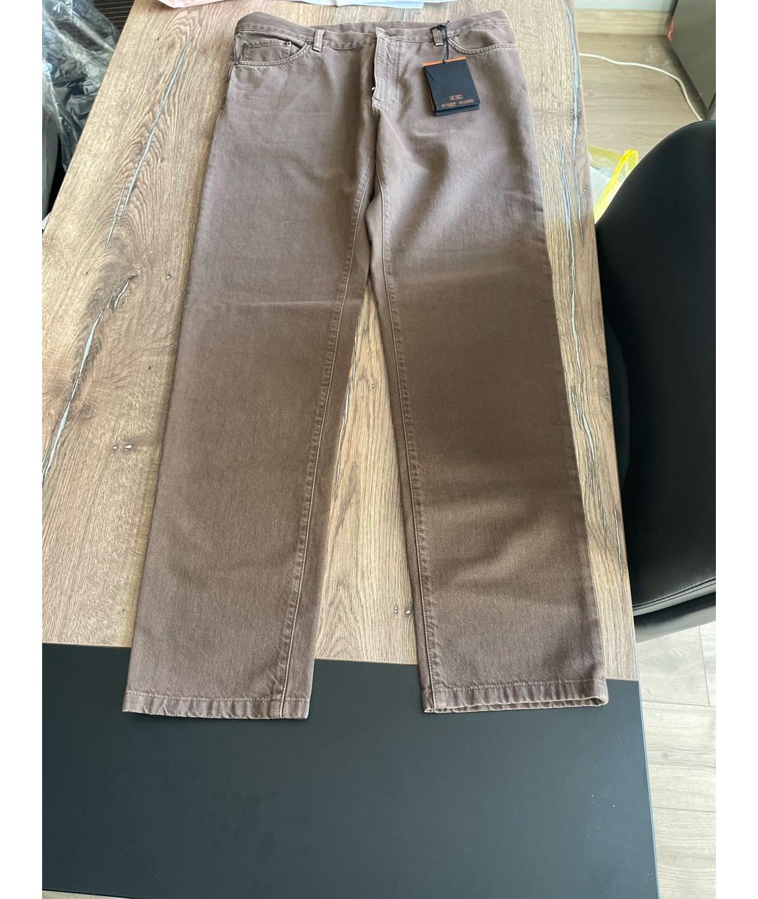 ZEGNA Коричневые хлопковые прямые джинсы, фото 5