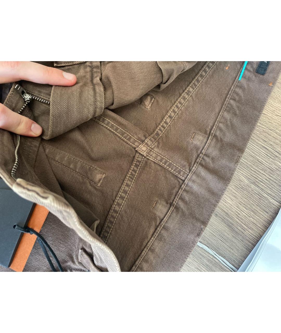 ZEGNA Коричневые хлопковые прямые джинсы, фото 3