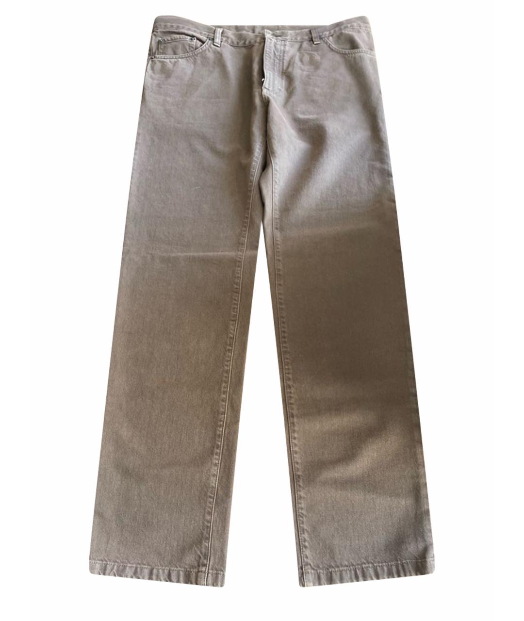 ZEGNA Коричневые хлопковые прямые джинсы, фото 1