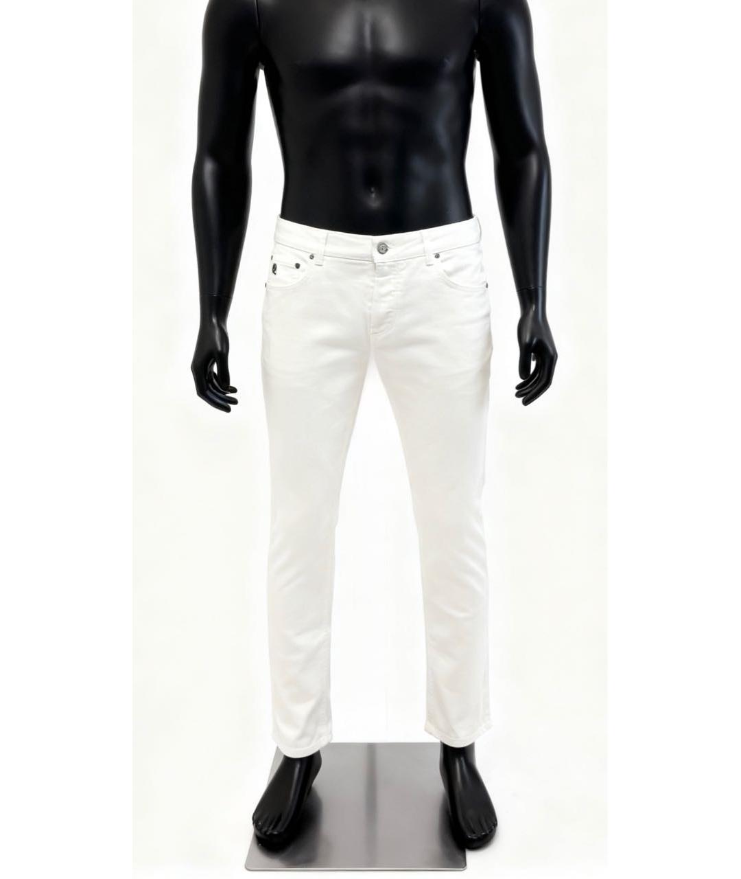 ALEXANDER MCQUEEN Белые хлопко-эластановые прямые джинсы, фото 9
