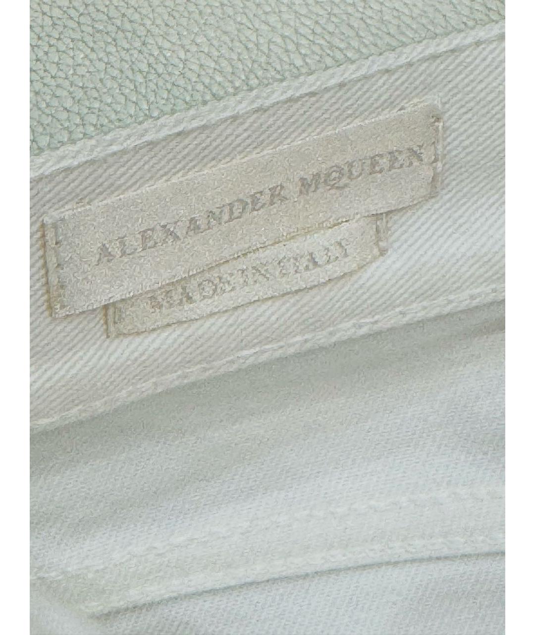ALEXANDER MCQUEEN Белые хлопко-эластановые прямые джинсы, фото 8