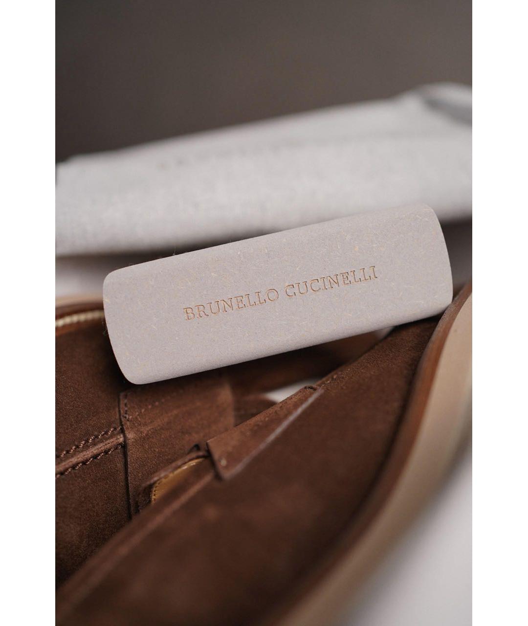 BRUNELLO CUCINELLI Коричневые замшевые лоферы, фото 5