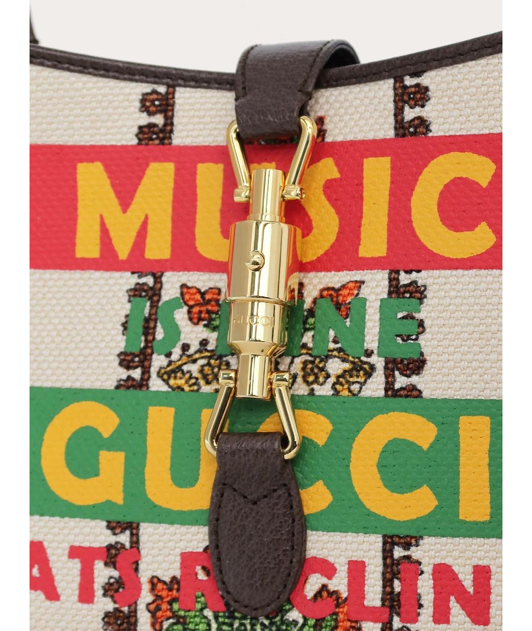 GUCCI Бежевая тканевая сумка через плечо, фото 5