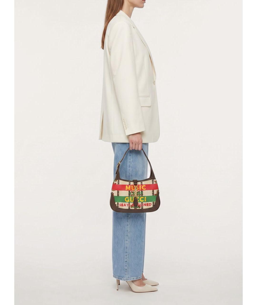 GUCCI Бежевая тканевая сумка через плечо, фото 8