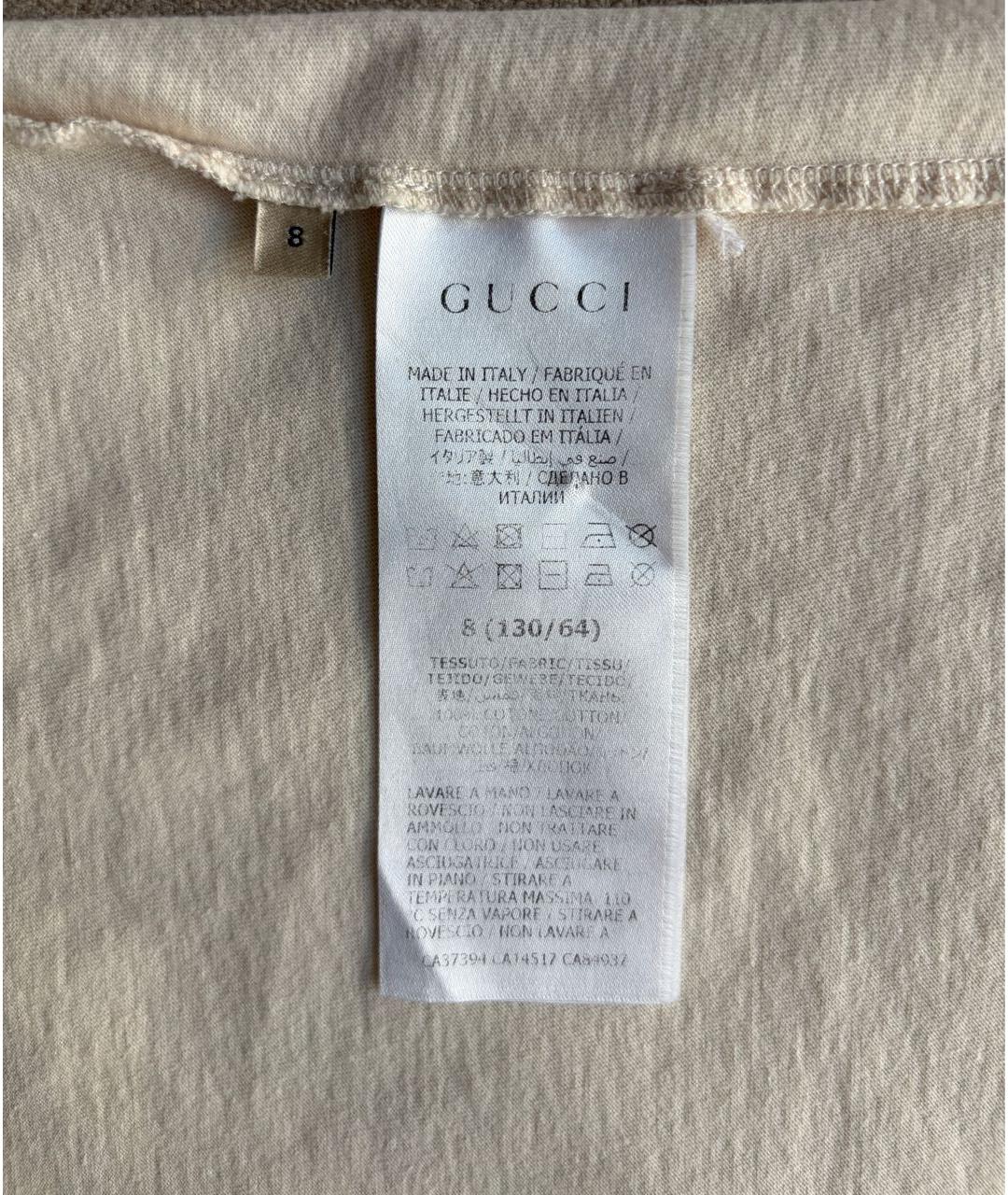 GUCCI Бежевый хлопковый детская футболка / топ, фото 5