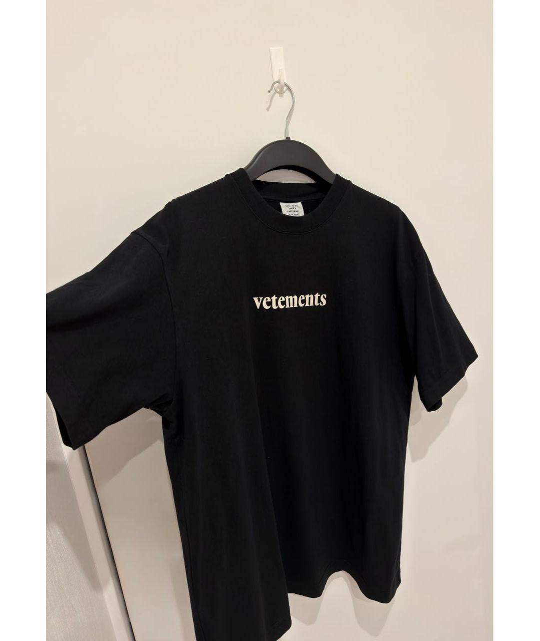 VETEMENTS Черная хлопковая футболка, фото 4