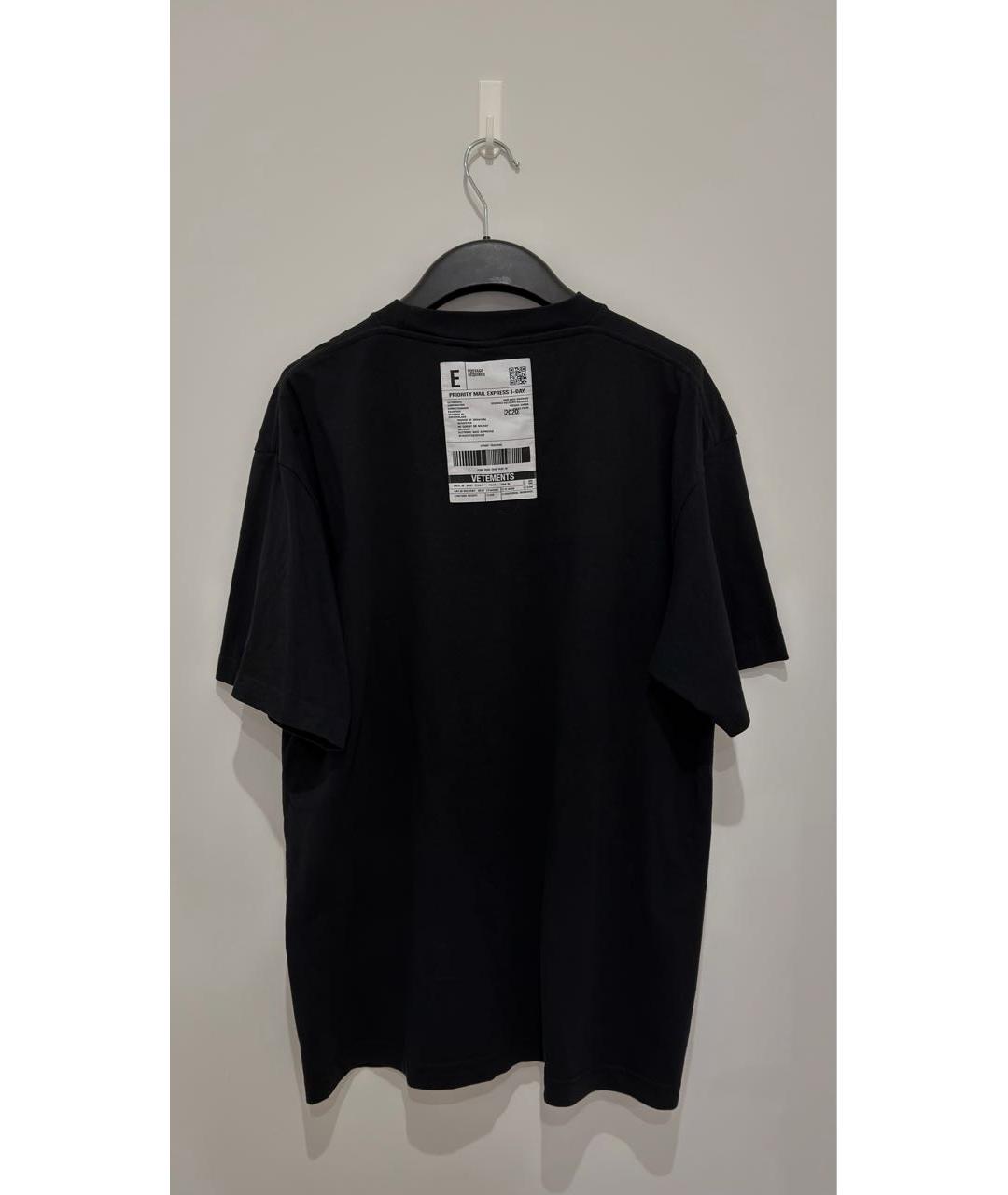 VETEMENTS Черная хлопковая футболка, фото 5