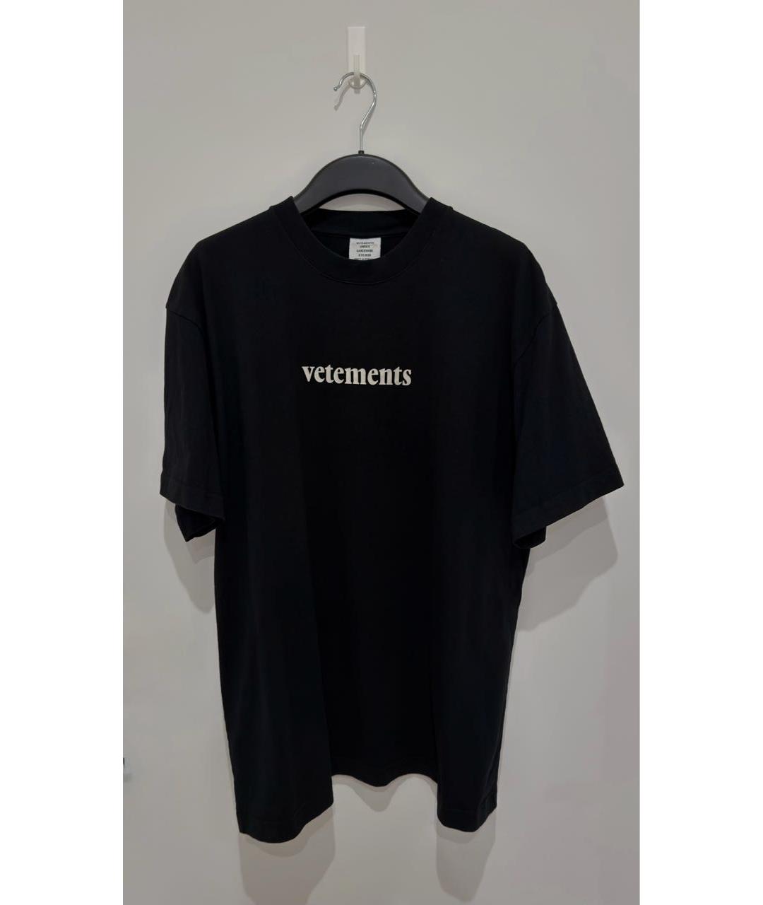 VETEMENTS Черная хлопковая футболка, фото 2