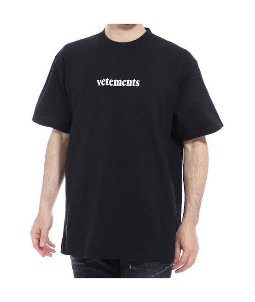 VETEMENTS Черная хлопковая футболка, фото 8