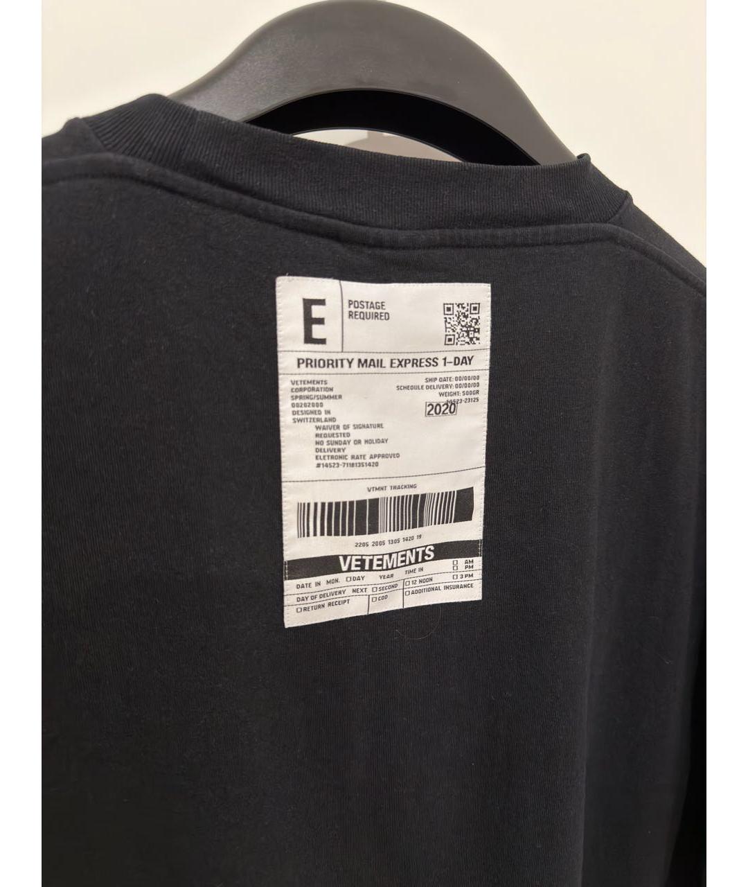 VETEMENTS Черная хлопковая футболка, фото 7