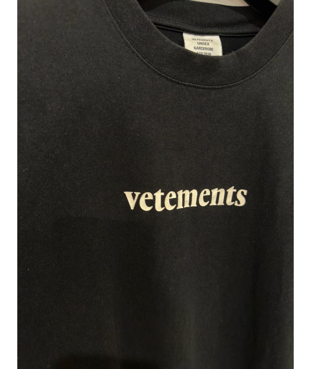 VETEMENTS Черная хлопковая футболка, фото 3
