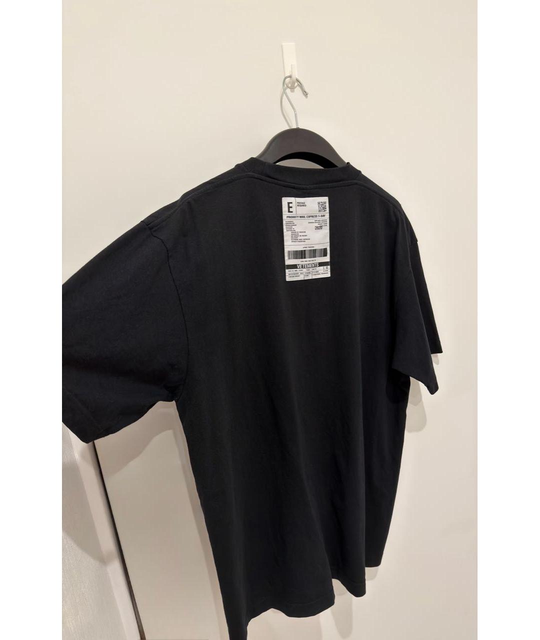 VETEMENTS Черная хлопковая футболка, фото 6