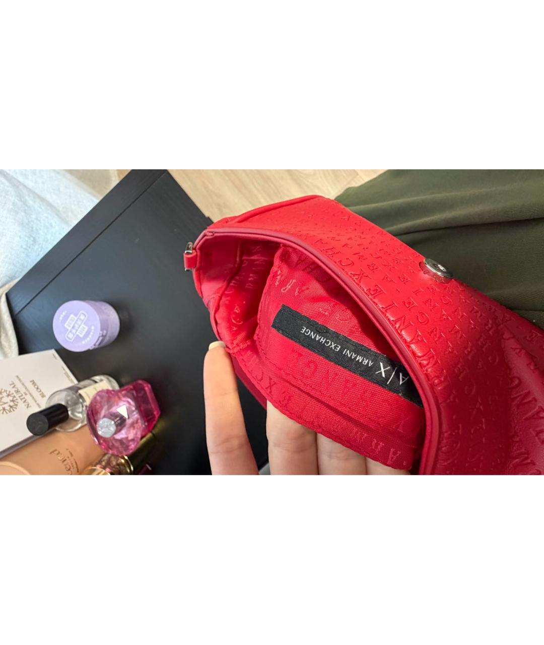ARMANI EXCHANGE Красная сумка через плечо из искусственной кожи, фото 4