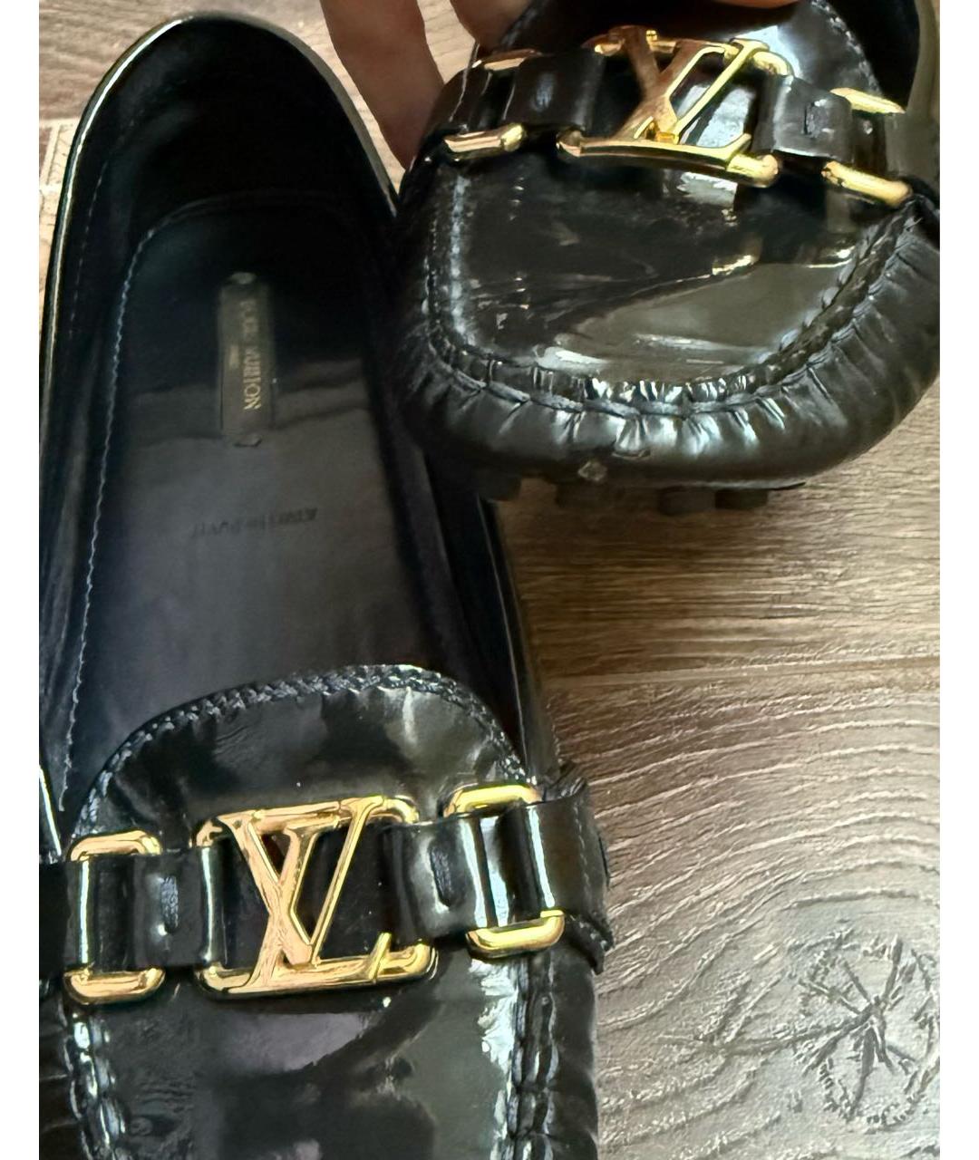 LOUIS VUITTON Темно-синие кожаные мокасины, фото 5